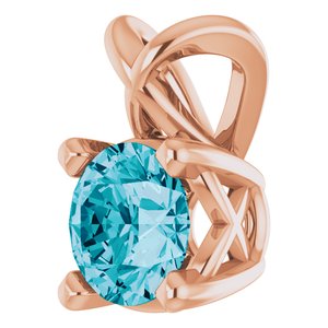 14K Rose Gold 4 mm Round Natural London Blue Topaz Pendant