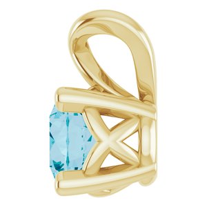 14K Yellow Gold 4 mm Round Natural London Blue Topaz Pendant