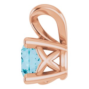 14K Rose Gold 4 mm Round Natural London Blue Topaz Pendant