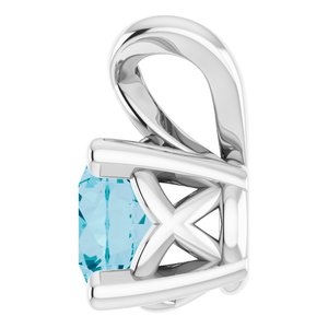 Platinum 4 mm Round Natural London Blue Topaz Pendant