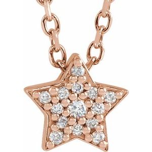 14K Rose Gold .04 CTW Natural Diamond Star 16-18" Necklace