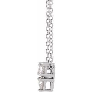 Platinum 1/4 CTW Natural Diamond Two-Stone 16-18" Necklace