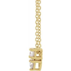 14K Yellow Gold 1/4 CTW Natural Diamond Two-Stone 16-18" Necklace