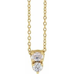 14K Yellow Gold 1/4 CTW Natural Diamond Two-Stone 16-18" Necklace