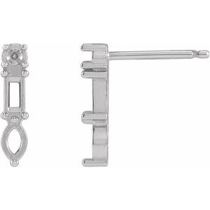Sterling Silver Multi-Shape Bar Earring Mounting