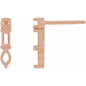 14K Rose Gold Multi-Shape Bar Earring Mounting