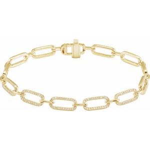 14K Yellow Gold 9/10 CTW Natural Diamond Link 7" Bracelet