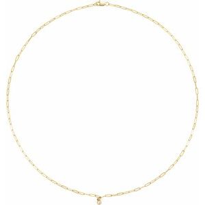 14K Yellow Gold 1/10 CT Natural Diamond Micro Bezel-Set 16" Necklace