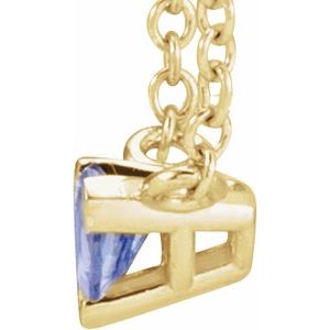 14K Yellow Gold Natural Tanzanite Solitaire 16" Necklace