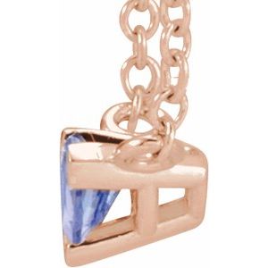 14K Rose Gold Natural Tanzanite Solitaire 16" Necklace