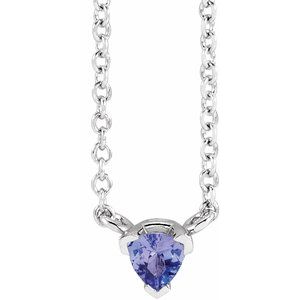 Platinum Natural Tanzanite Solitaire 16" Necklace