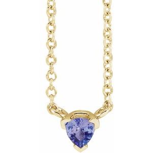 14K Yellow Gold Natural Tanzanite Solitaire 16" Necklace