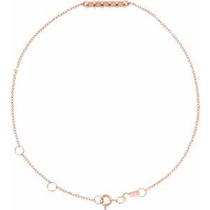 14K Rose Gold 2 mm Round Cabochon Bar 6 1/2-7 1/2" Bracelet Mounting