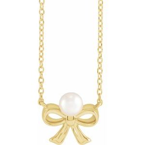 Pearl Bow Necklace or Center