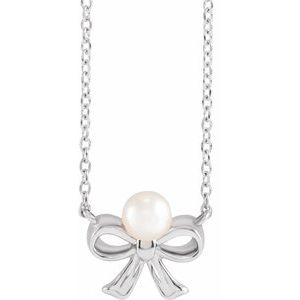 Pearl Bow Necklace or Center