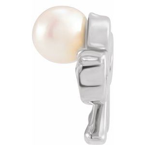 Platinum Cultured White Akoya Pearl Bow Necklace Center