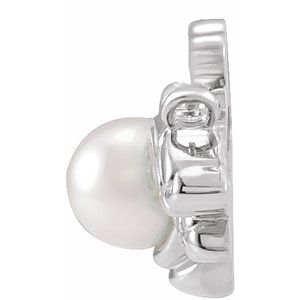 14K White Cultured White Akoya Pearl Bee Necklace Center