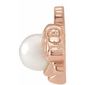 14K Rose Cultured White Akoya Pearl Bee Necklace Center
