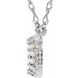 14K White Gold 8 mm Natural White Opal Crown 18" Necklace