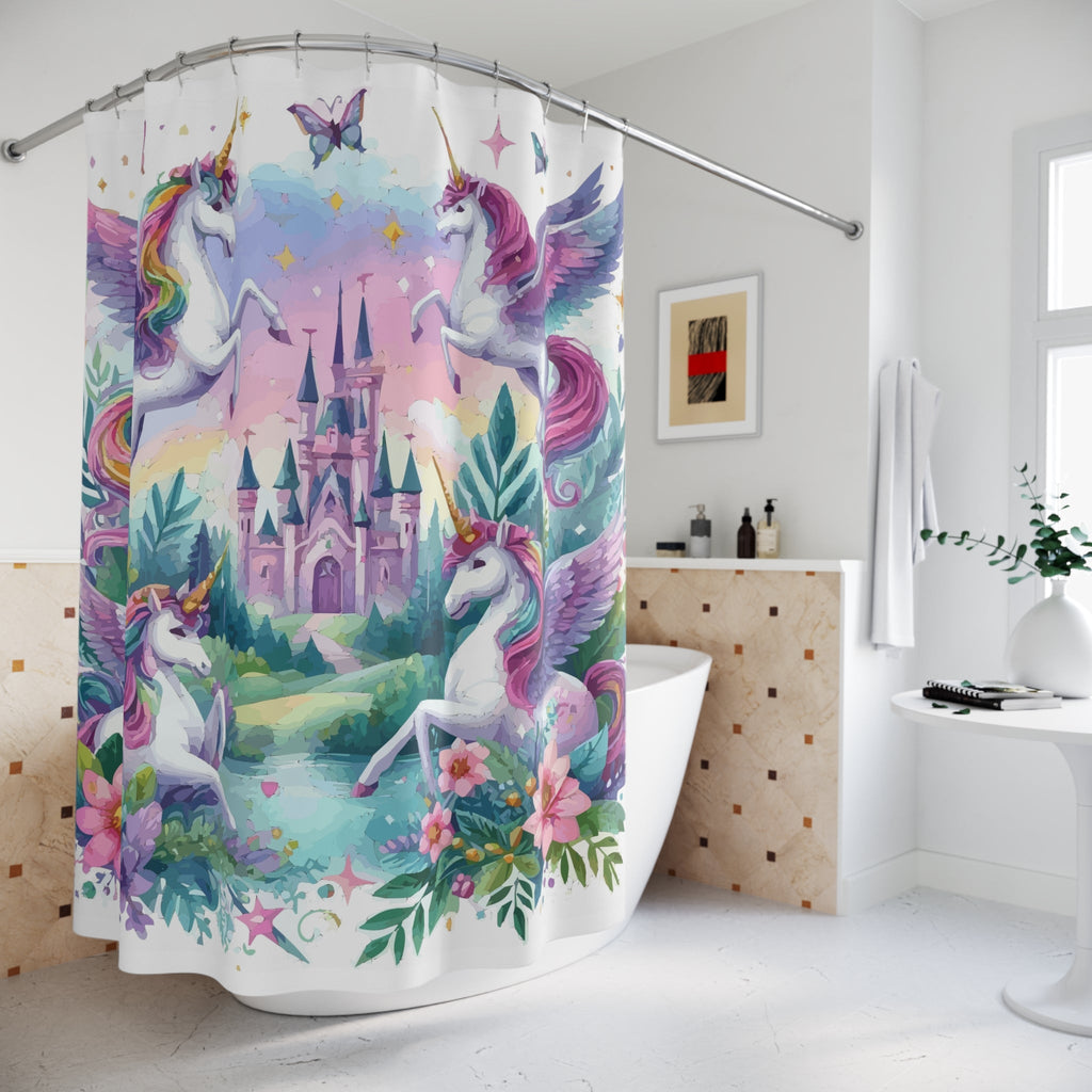 Purple Flying Unicorns Shower Curtain