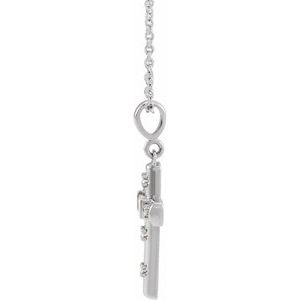 Sterling Silver 1/8 CTW Natural Diamond Cross 18" Necklace