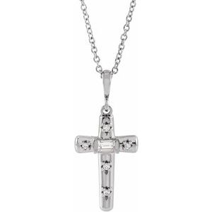 Platinum 1/8 CTW Natural Diamond Cross 18" Necklace