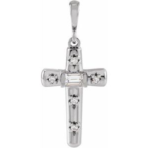 Platinum 1/8 CTW Natural Diamond Cross Pendant