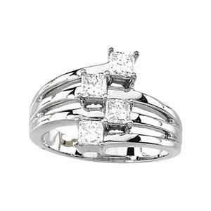 14K White Gold 7/8 CTW Natural Diamond Right Hand Ring