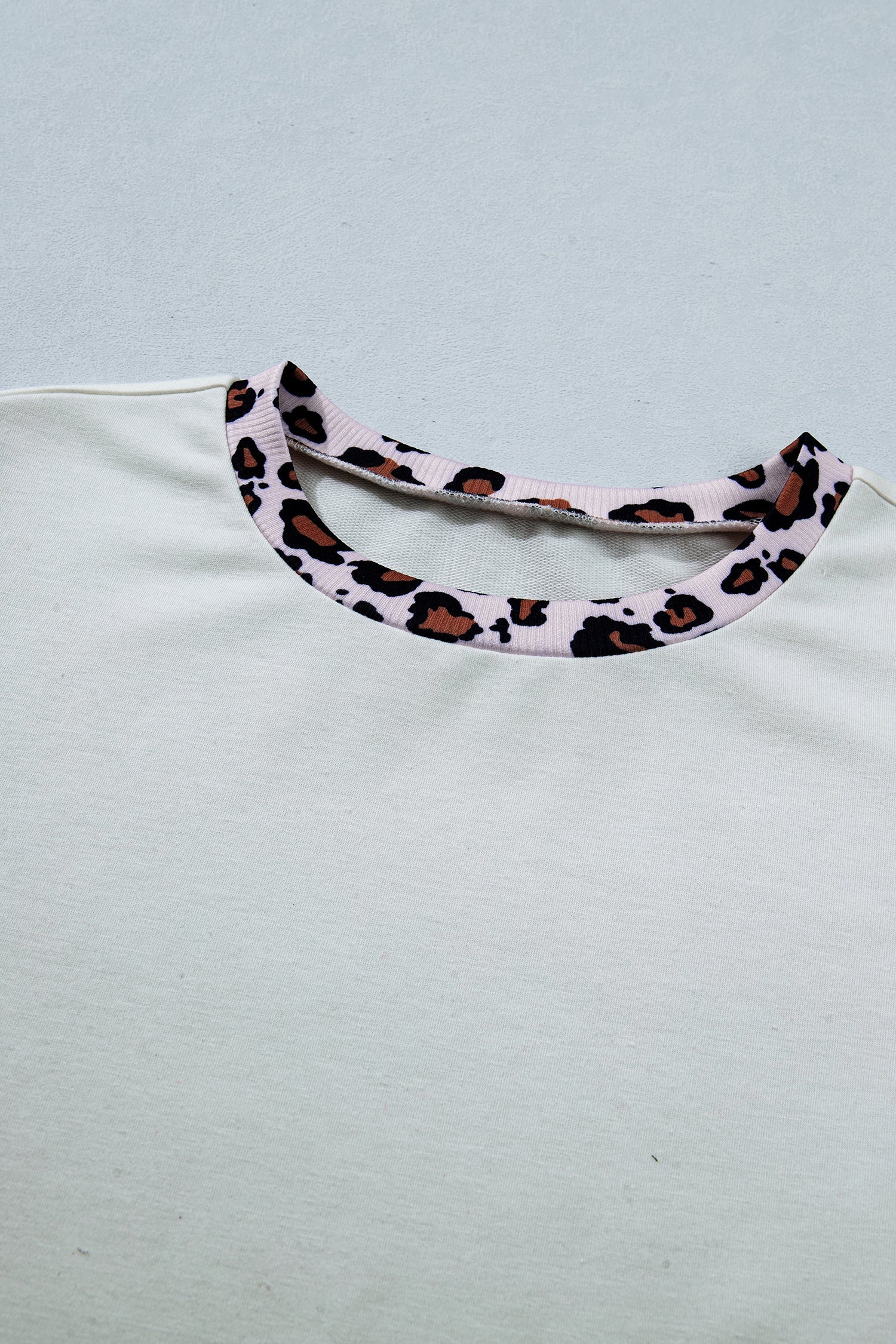 Leopard Ribbed Patchwork Uneven Hem T-Shirt
