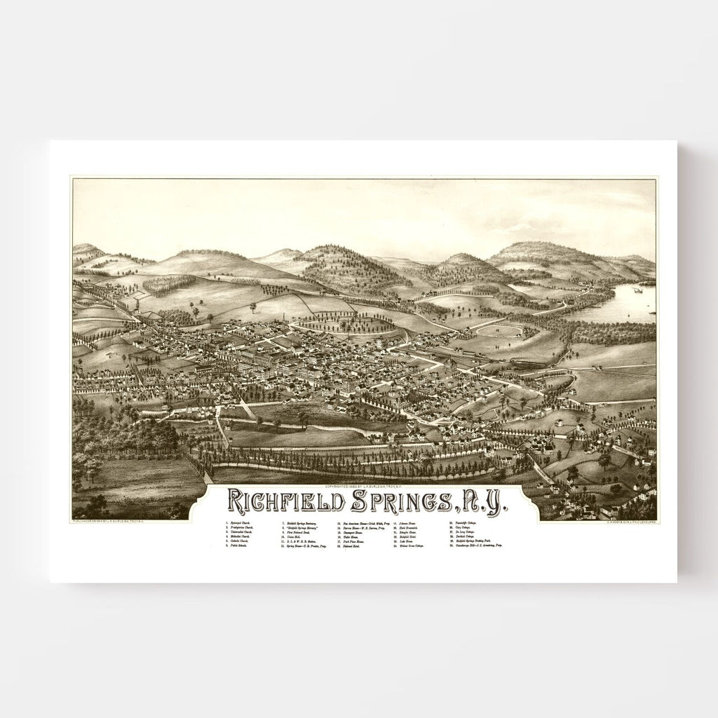 Vintage Map of Richfield Springs, New York 1885