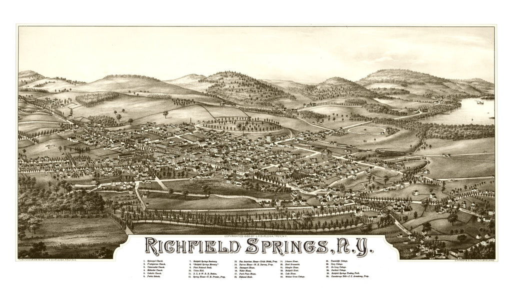 Vintage Map of Richfield Springs, New York 1885
