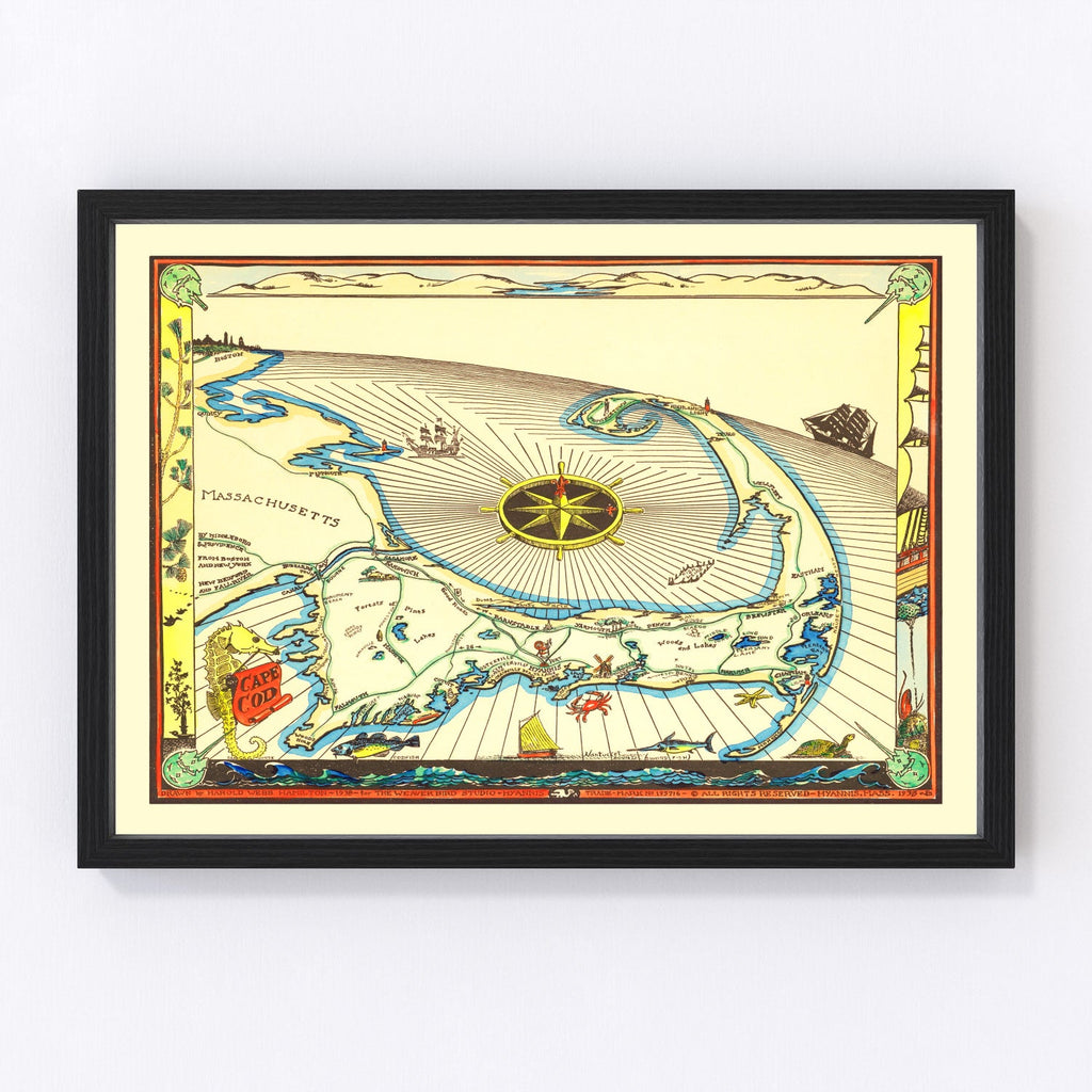 Vintage Map of Cape Cod, 1938