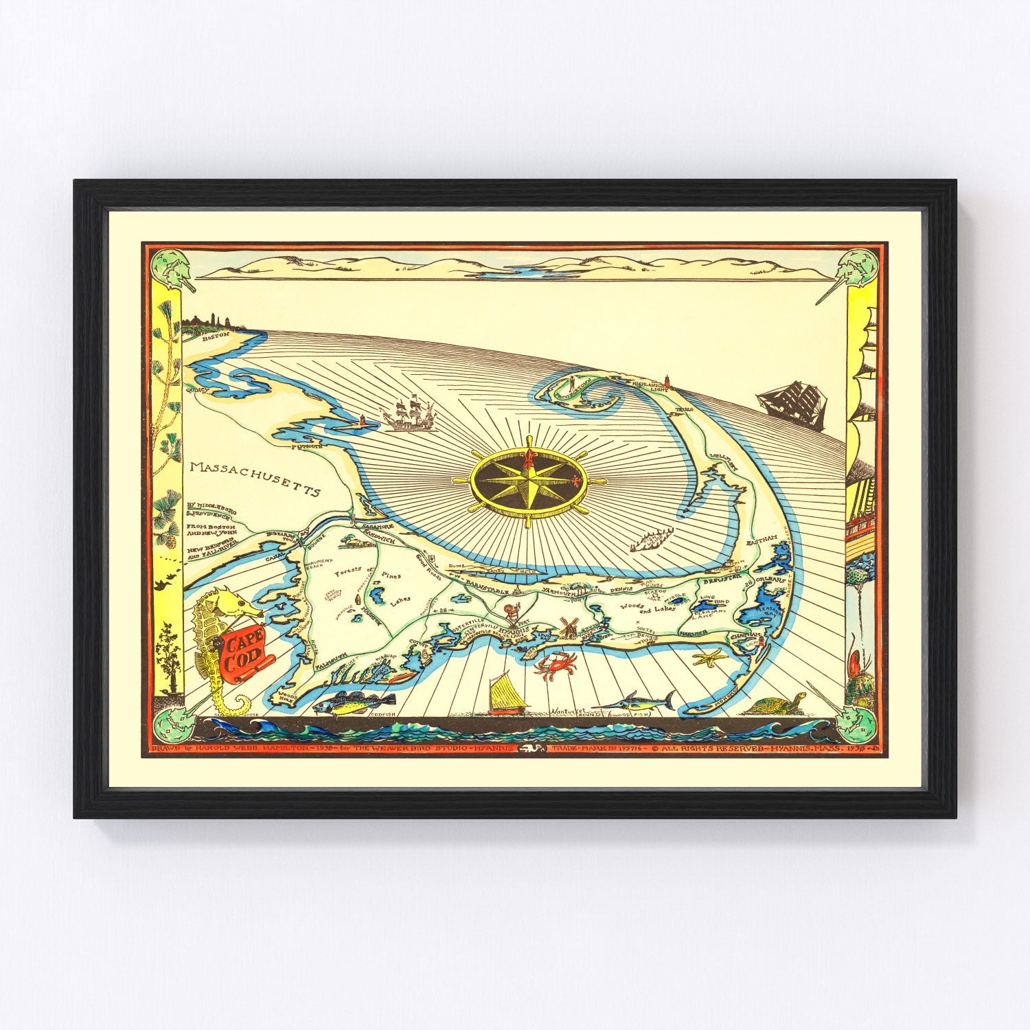 Vintage Map of Cape Cod, 1938