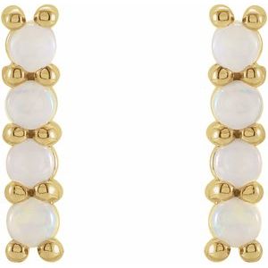 14K Yellow Gold Natural Ethiopian Opal Bar Earrings