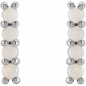Platinum Natural Ethiopian Opal Bar Earrings