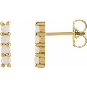 14K Yellow Gold Natural Ethiopian Opal Bar Earrings