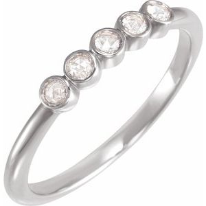 14K White Gold 1/8 CTW Rose-Cut Natural Diamond Stackable Ring
