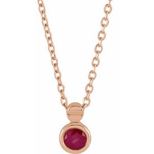 14K Rose Gold Natural Ruby 16-18" Necklace