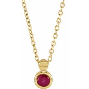 14K Yellow Gold Natural Ruby 16-18" Necklace