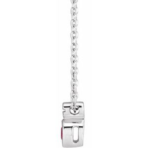 Sterling Silver Natural Ruby 16-18" Necklace