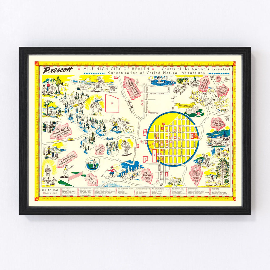 Vintage Map of Prescott, Arizona 1950