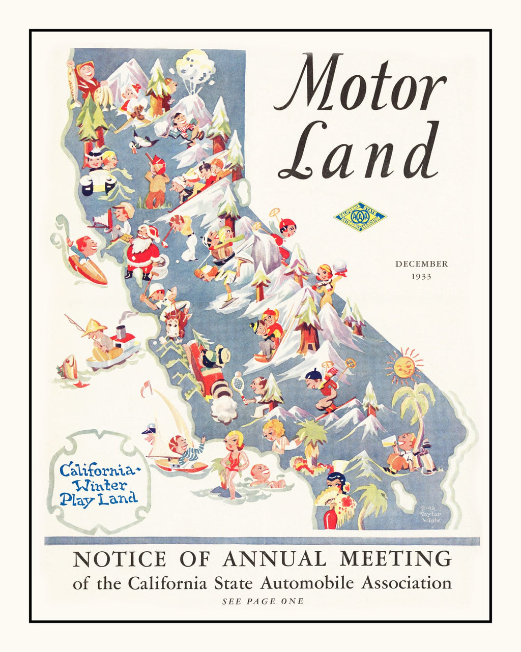Vintage Map of California 1933