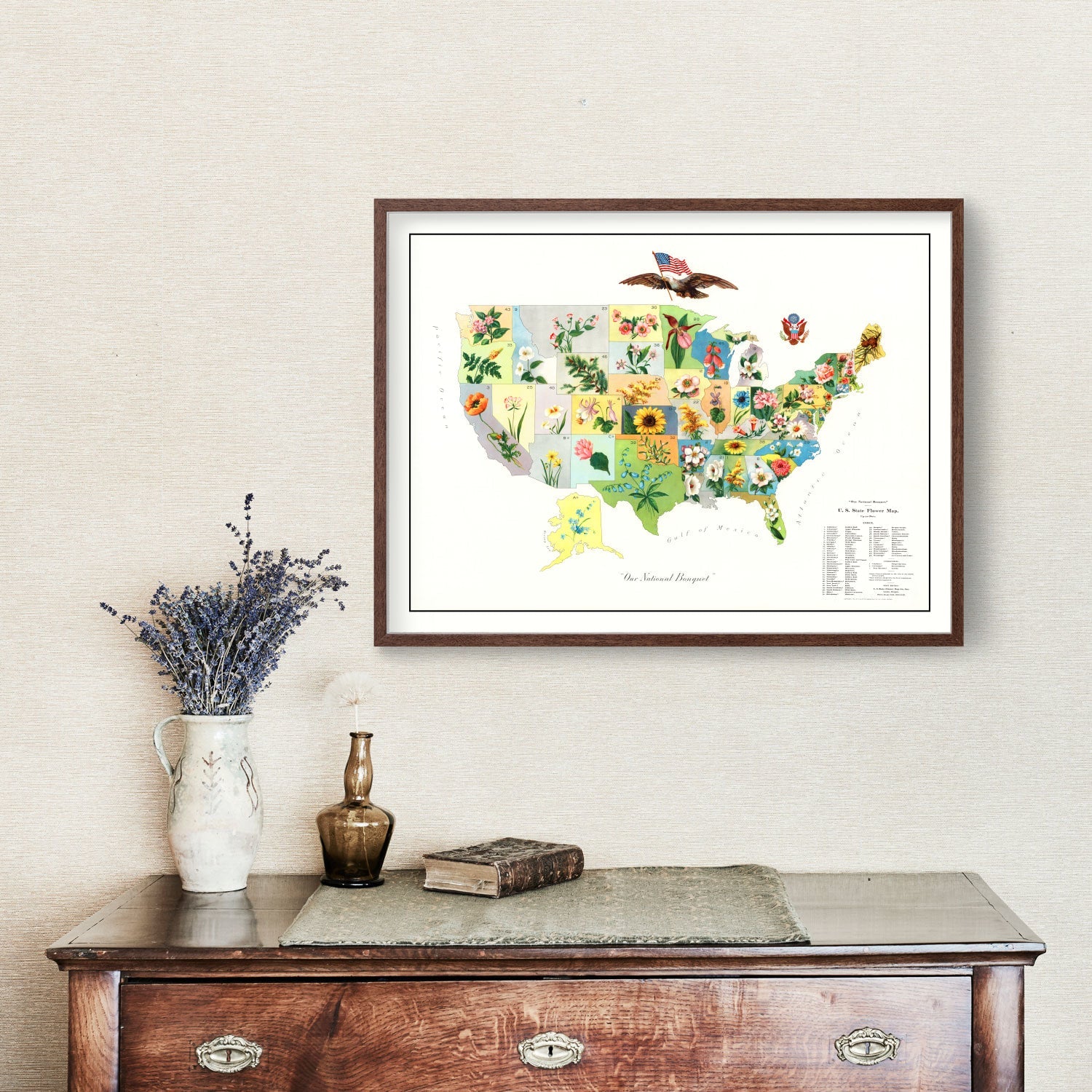 Vintage United States Flower Map, 1911