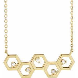 14K Yellow Gold .04 CTW Natural Diamond Honeycomb 16" Necklace