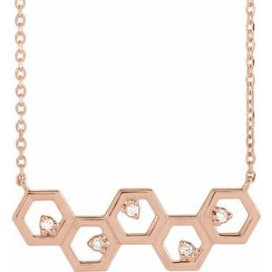 14K Rose Gold .04 CTW Natural Diamond Honeycomb 16" Necklace