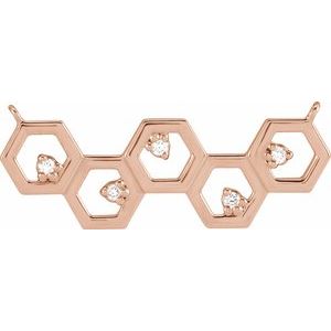14K Rose Gold .04 CTW Natural Diamond Honeycomb Necklace Center