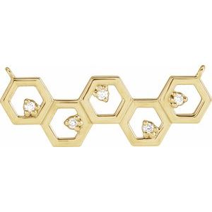 14K Yellow Gold .04 CTW Natural Diamond Honeycomb Necklace Center