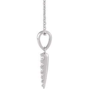 14K White Gold 1/10 CTW Natural Diamond Spike 16-18" Necklace