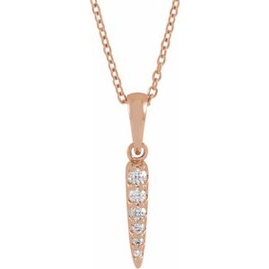 14K Rose Gold 1/10 CTW Natural Diamond Spike 16-18" Necklace