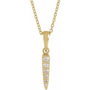 14K Yellow Gold 1/10 CTW Natural Diamond Spike 16-18" Necklace